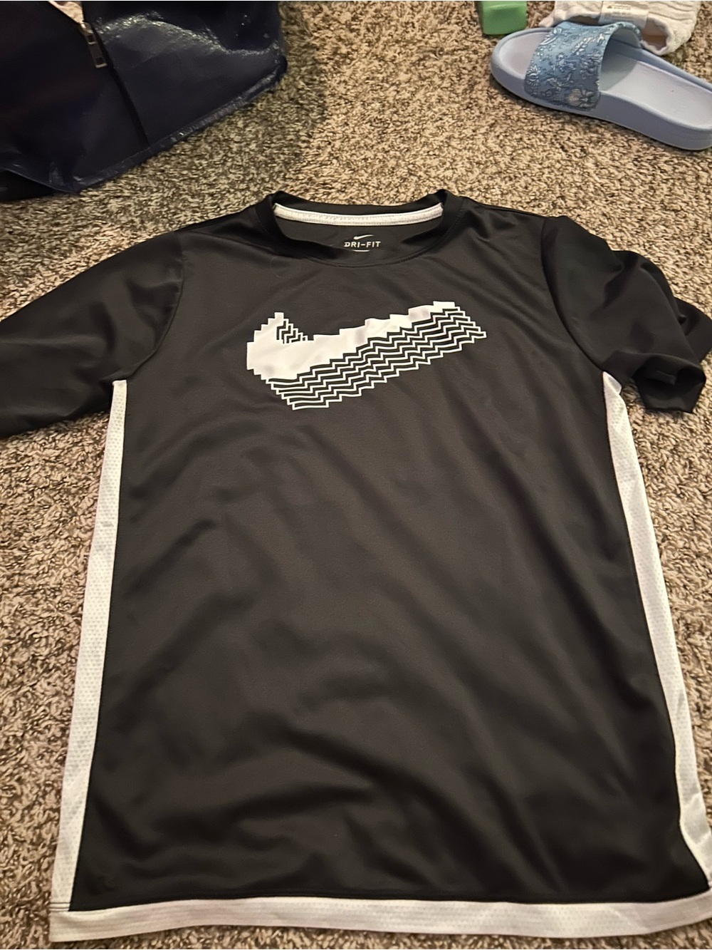 Nike Black Athletic Dri-FIT Tee with White Logo